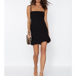 Nasty Gal black mini dress with flounce bottom